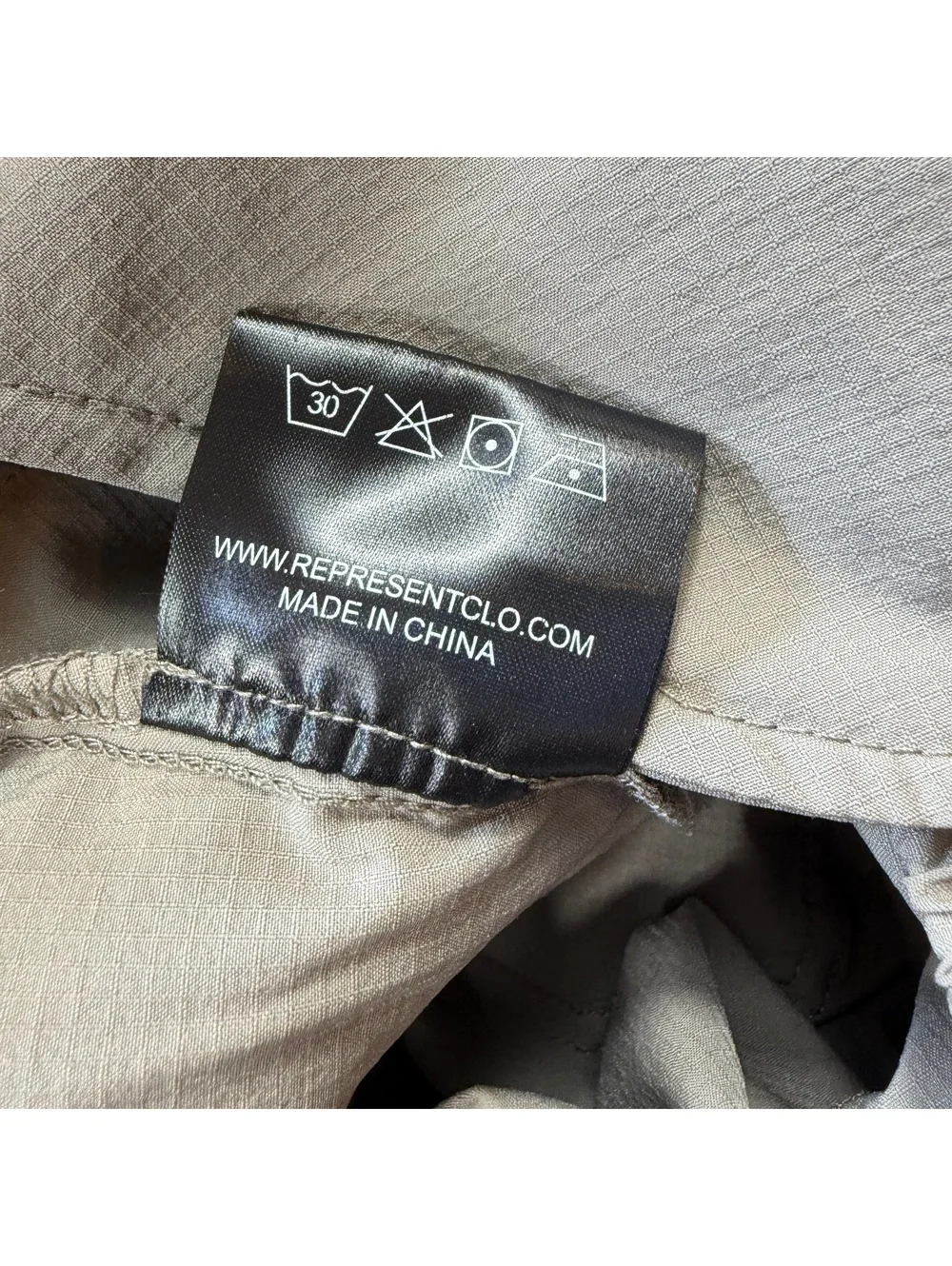 Represent 247 Cargo Pants S Taupe Beige Ripstop Techwear Utility Zip Hem Stretch